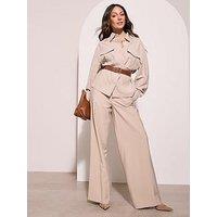 Michelle Keegan Wide Leg Trousers - Light Beige