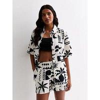 New Look White Tropical Print Short Sleeve Shirt