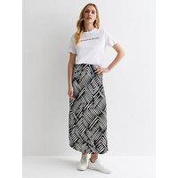 New Look Black Abstract Print High Waist Midi Skirt