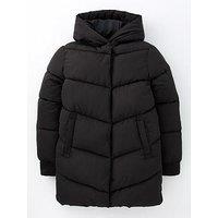 V By Very Girls Longline Black Padded Coat