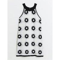 River Island Girls Crochet Flower Dress - Black