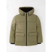 V By Very Boys Longline Padded Coat - Khaki