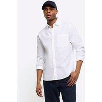 River Island Long Sleeve Linen Shirt - White