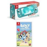 Nintendo Switch Lite Turquoise Console With & Bluey: The Videogame Switch