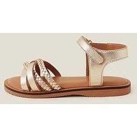 Accessorize Girls Plaited Leather Sandals - Gold