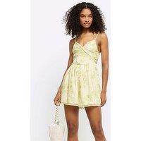 River Island Floral Tie Front Playsuit - Light Yellow