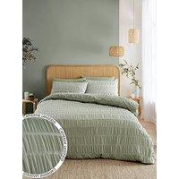 Catherine Lansfield Seersucker Duvet Cover Set - Sage