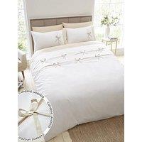 Catherine Lansfield Milo Bow Duvet Set - Db - Natural