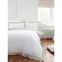 Bianca Oxford Lace Trim 100% Cotton Duvet Cover Set Natural