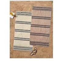 Catherine Lansfield Stripe Beach Towel Twin Pack