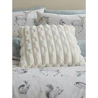 Bianca Carved Faux Fur Cosy Cushion - Cream