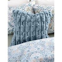 Bianca Carved Faux Fur Cosy Cushion In Blue