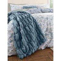 Bianca Carved Faux Fur Cosy Throw - Blue