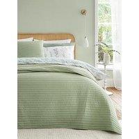 Bianca Quilted Lines Bedspread Throw - Sage