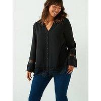 V By Very Curve Lace Detail Shirt - Black