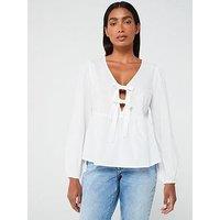 Vero Moda Tie Front Peplum Top - White