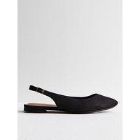 New Look Suedette Slingback Flat Pumps - Black