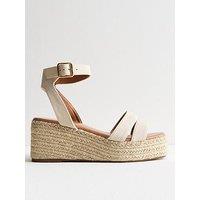 New Look Wide Fit Off White Espadrille Flatform Sandals