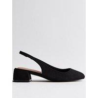 New Look Black Suedette Block Heel Slingback Court Shoes