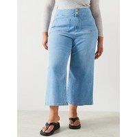 V By Very Curve Highwaisted Stretch Crop Wide Leg Jean - Blue