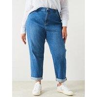 V By Very Curve High Waisted Stretch Mom Jean - Blue