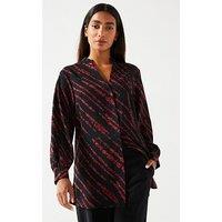 Everyday Longline Printed Shirt - Black/Rust Print - Black/Rust Print