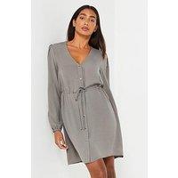 Everyday Button Thru Shirt Mini Dress - Grey