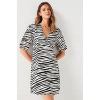 Everyday Animal Print Wrap Mini Dress - Mono