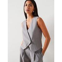 V By Very Asymmetrical Tailored Waistcoat - Grey