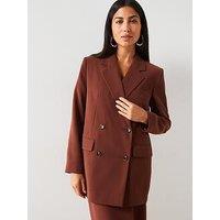 V By Very Oversized Double Breasted Blazer - Brown