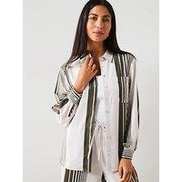 V By Very Satin Pocket Stripe Shirt - Print