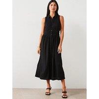 V By Very Ruched Waist Midi Dress - Black