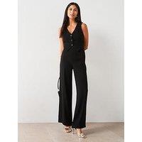 V By Very Waistcoat Jumpsuit - Black