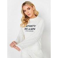 Pixiegirl Petite Sporty Season Stitch Detail Sweat Cream