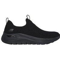 Skechers Arch Fit 2.0 Slip On Stretch Knit Trainer - Black Knit/Gunmetal Trim