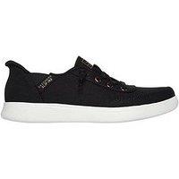 Skechers Skip Cute Slip-In Faux Lace Trainer - Black Canvas