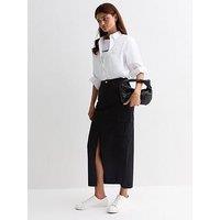 New Look Black High Waist Split Front Cargo Maxi Skirt