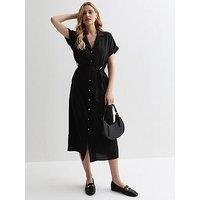 New Look Black Short Sleeve Midi Shirt Dress