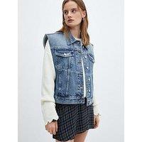 Mango Oversized Denim Gilet - Mid Wash