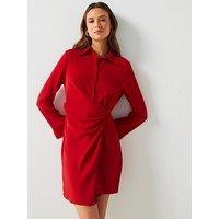 Mango Draped Wrap Mini Dress - Red