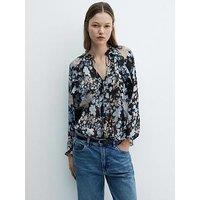 Mango Floral-Print Flowy Blouse