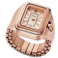 Fossil Raquel Watch Ring Two-Hand Rose Gold-Tone Stainless Steel