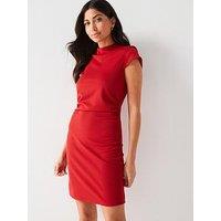 V By Very Ruched Detail Mini Dress - Red