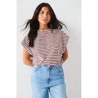 V By Very Stripe Tie Back T-Shirt - Rust Stripe