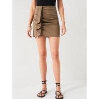 V By Very Gathered Mini Skirt - Beige