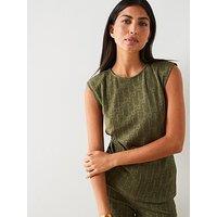 V By Very Gathered Waist Co Ord Top - Green