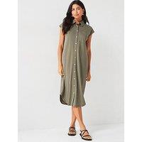 V By Very Grown On Sleeve Dress - Green