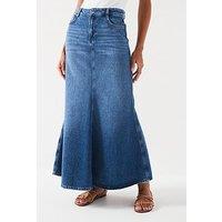 V By Very Denim Maxi Skirt - Mid Wash