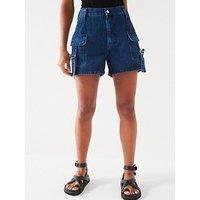 V By Very Cargo Pocket Denim Shorts - Dark Wash