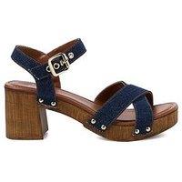 Dune London Judies Leather Block Heeled Sandals - Navy